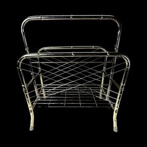 Mid Century Hollywood Regency Metal Bamboo Gold Tone Magazine Rack Vintage